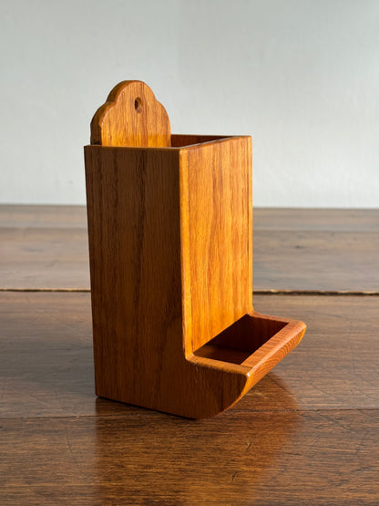 Vintage Small Wood Match Stick Holder - Wall Mounted or Table Top