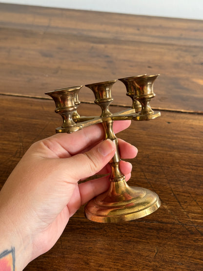 Vintage Brass Small Candelabra with Five Candle Holders