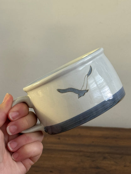 Vintage Blue and White Seagull Soup Mug