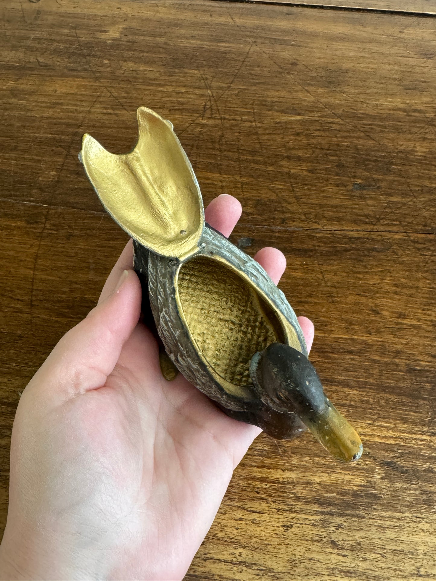 Vintage Metal Duck Trinket Box or Ashtray - Made in Austria