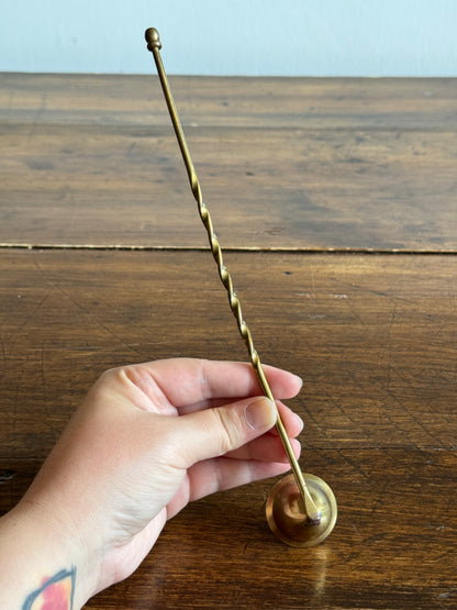 Vintage Brass Candle Snuffer with Fixed Cup and Twisted Post Design