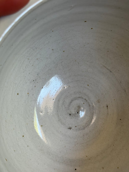 Brown and White Pottery Bowl with Pour Spout