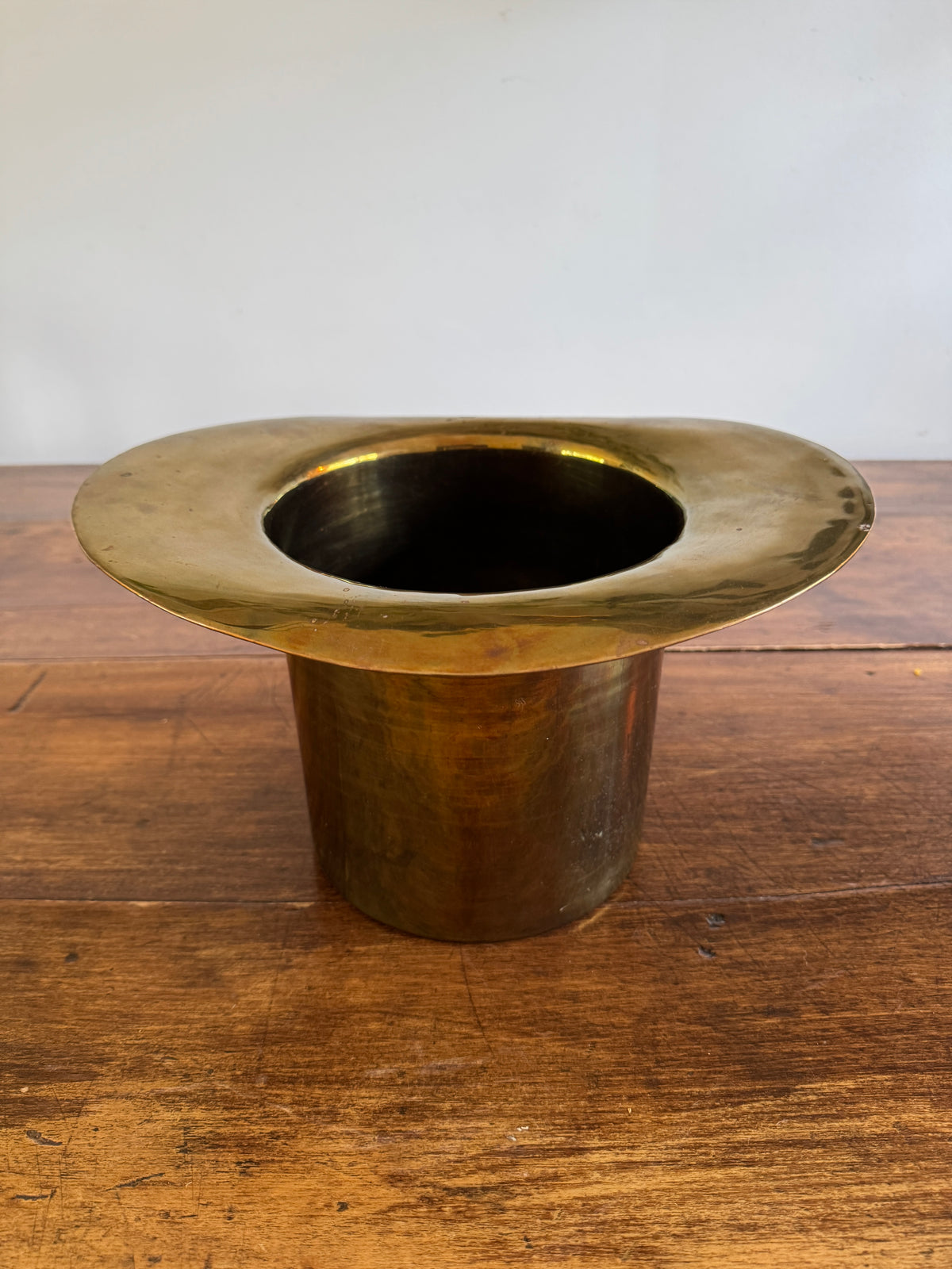 Vintage Large Brass Top Hat Ice Bucket - Vintage Brass Wine Chiller