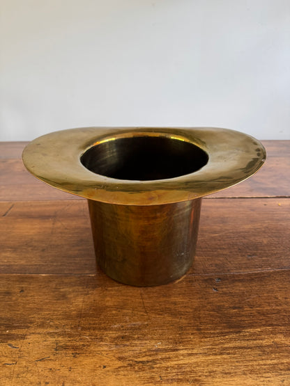 Vintage Large Brass Top Hat Ice Bucket - Vintage Brass Wine Chiller