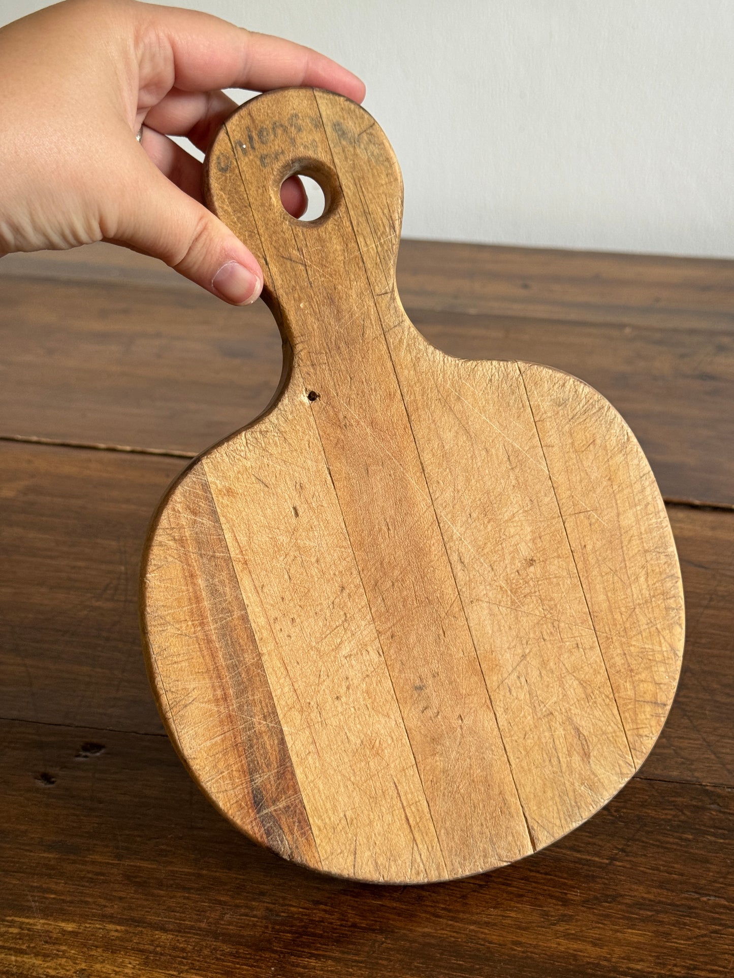 Small Wood Cutting Board with Heavy Wear/Cut Marks