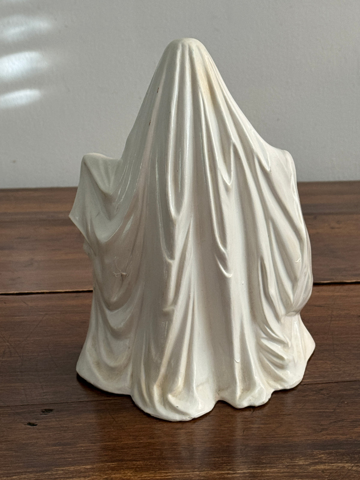Vintage Ceramic Ghost Holding Pumpkin Figure