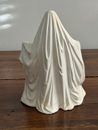 Vintage Ceramic Ghost Holding Pumpkin Figure