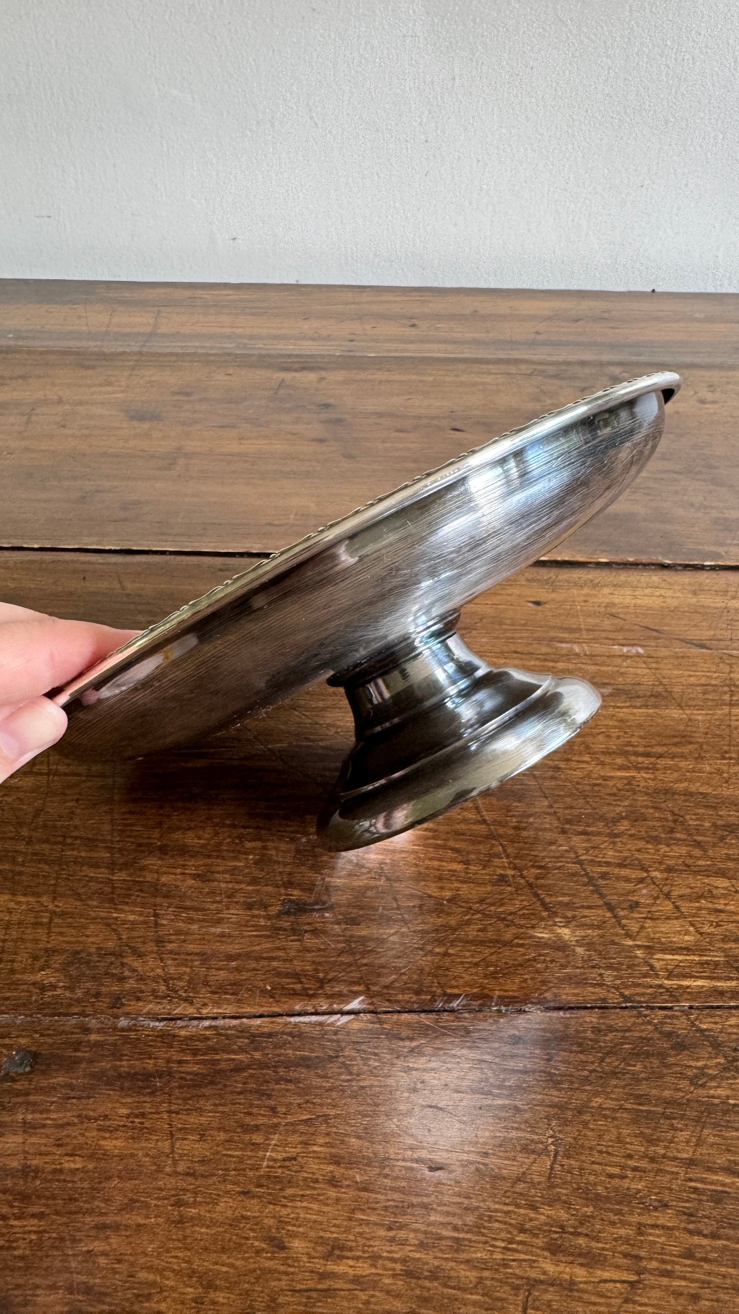 Raised Silver Plated Over Copper Bowl with Etched Detailing