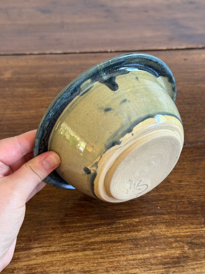 Small Hand Crafted Pottery Blue Green Bowl