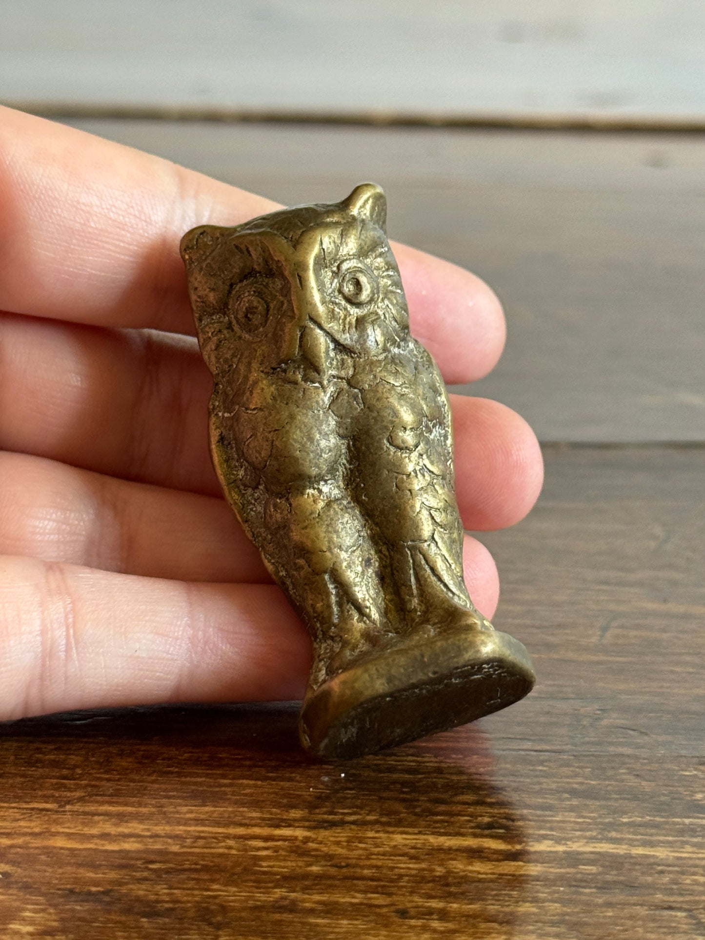 Small Heavy Brass Owl Figurine