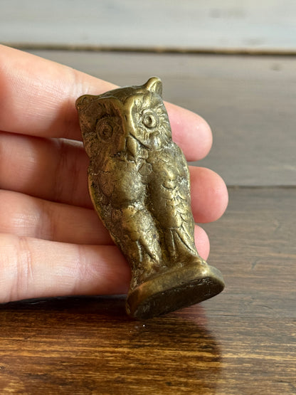 Small Heavy Brass Owl Figurine