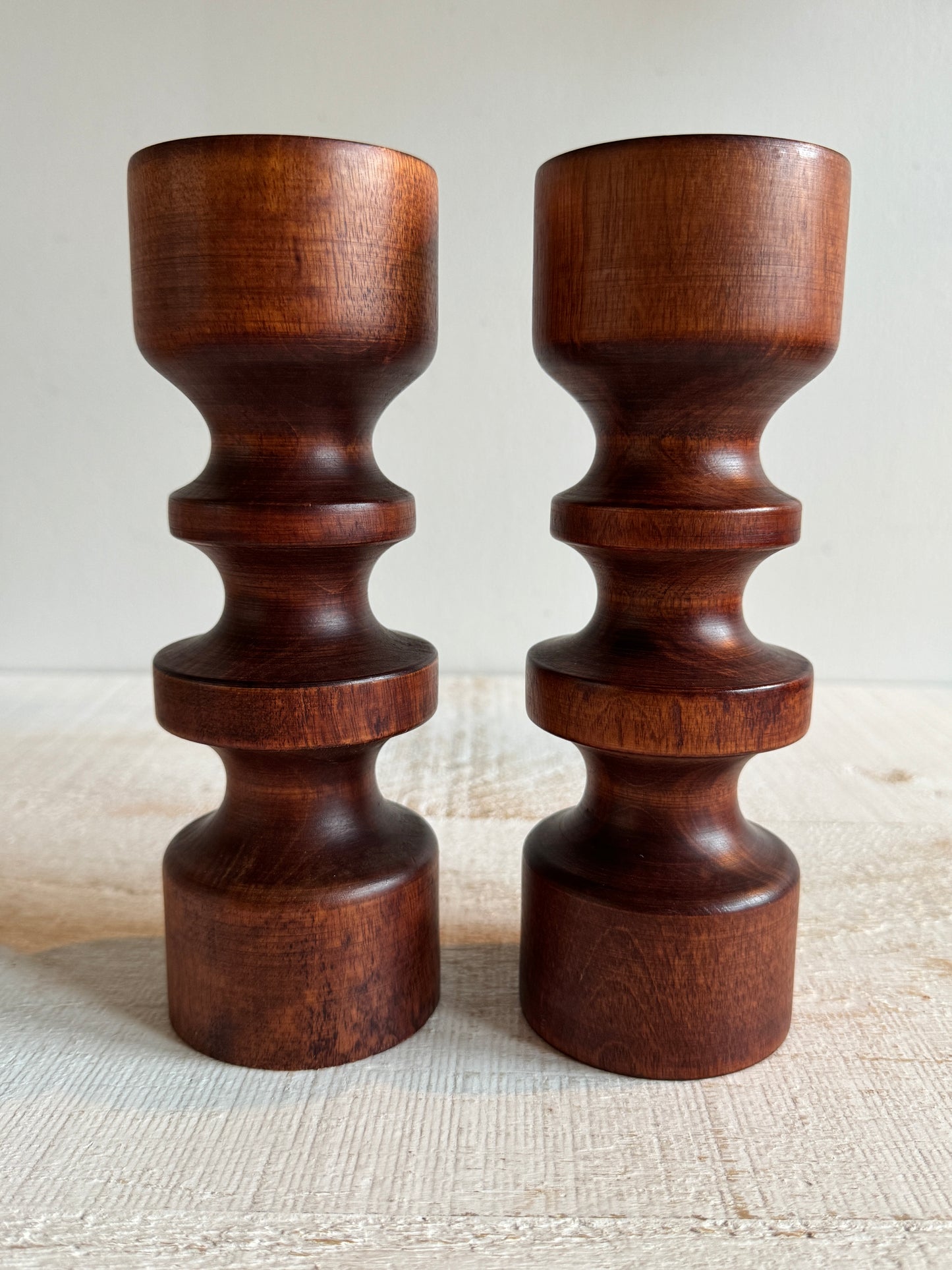 Vintage Turned Wood Candlestick Holders by Baribocraft Canada