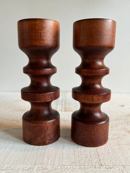 Vintage Turned Wood Candlestick Holders by Baribocraft Canada
