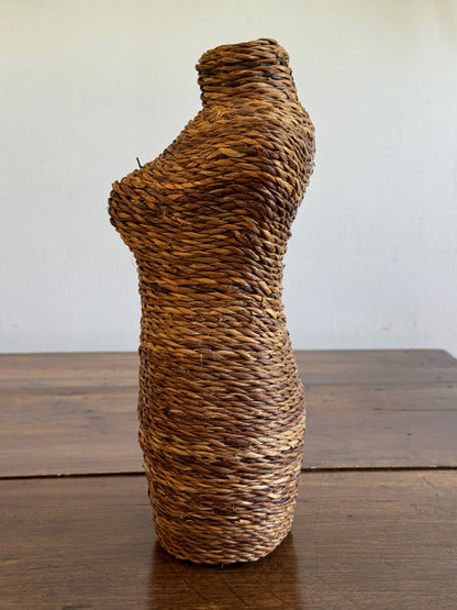 Vintage Small Woven Wicker Bust of Woman's Figure