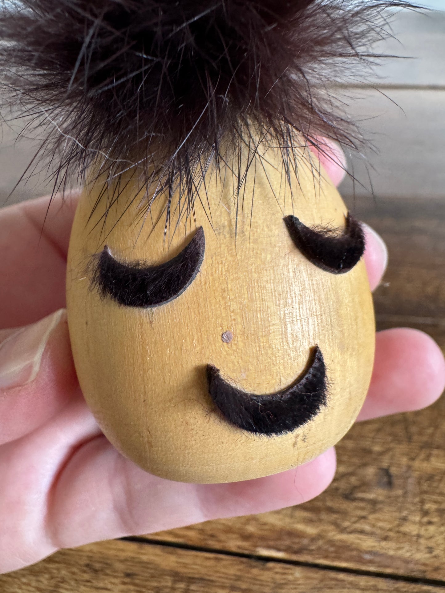 Good Egg Fur and Wood Figurine