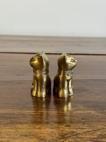 Vintage Pair of Small Cat Statues - Vintage Brass Cat Figurines