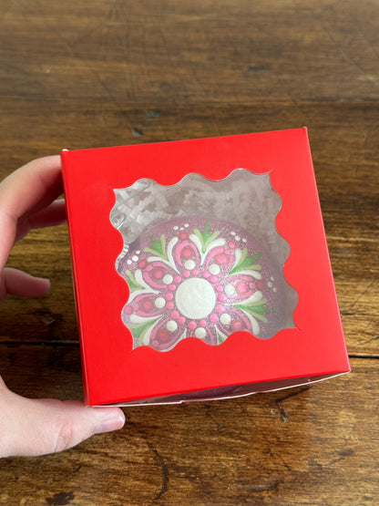 Modern Hand Painted Plastic Ornament with Dotted Paint Design In Gift Box