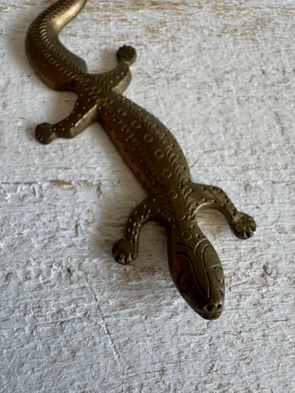 Miniature Flat Brass Lizard Figurine