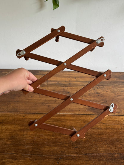 Vintage Expandable Brown Accordion Peg Rack