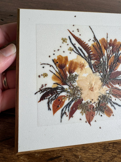 Vintage Henni Original Small Square Pressed Flower Art