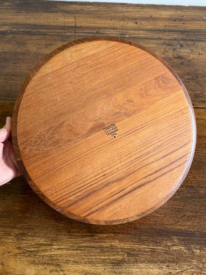 Large Round Dansk Wood Tray / Shallow Bowl - Made in Denmark