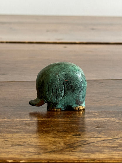 Vintage Bronzed Small Faux Patina Elephant Decor
