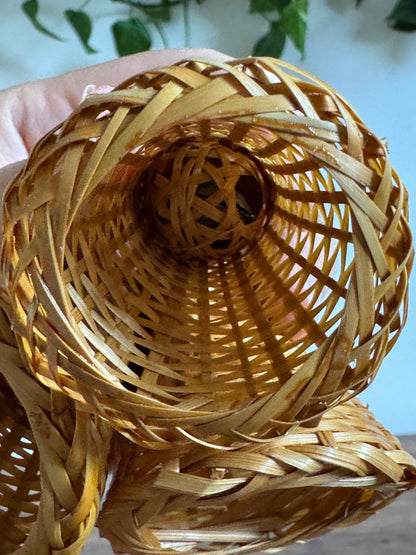 Set of Three Wicker Bells with Woven Bell Clapper and Loop Top