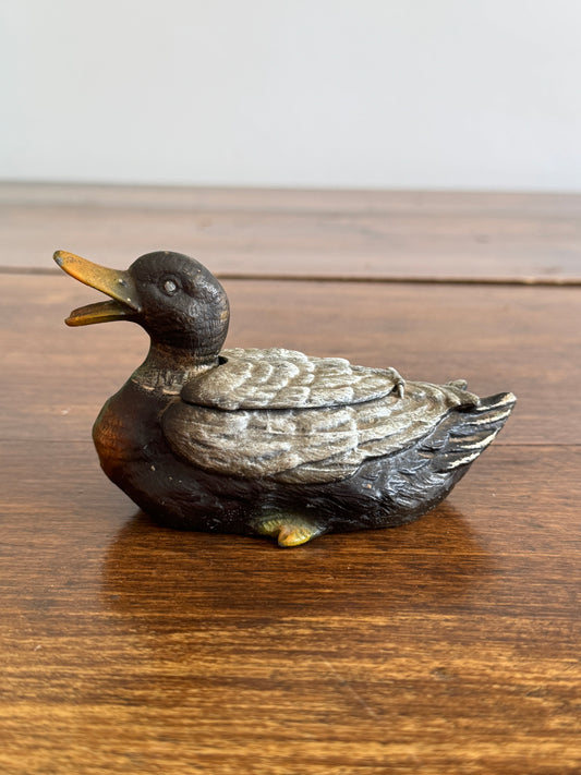 Vintage Metal Duck Trinket Box or Ashtray - Made in Austria