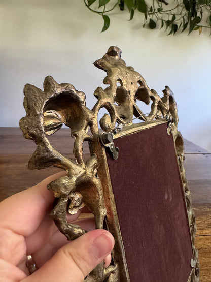 Heavy Cast Metal Ornate Mirror with Foxing