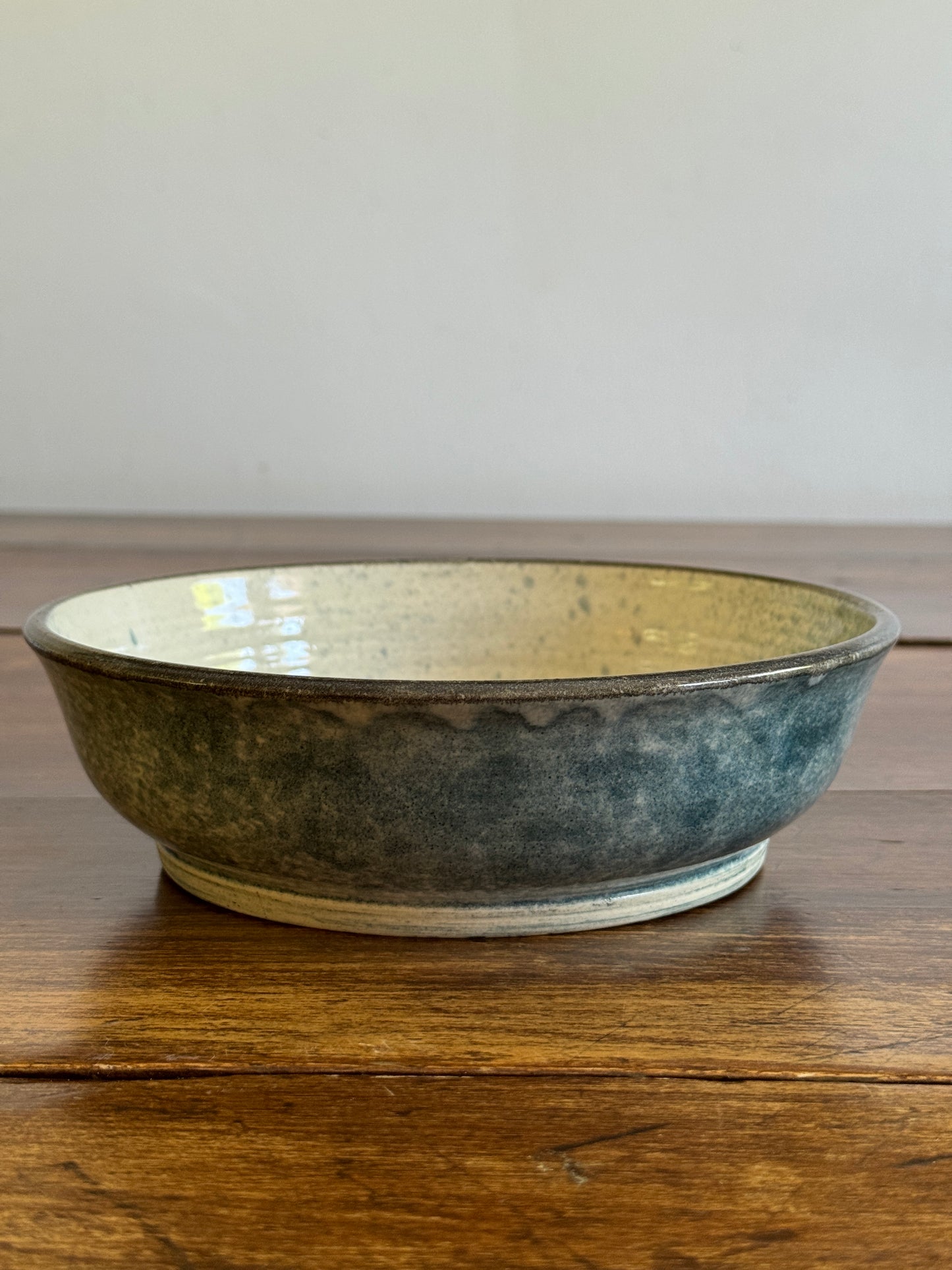Vintage Blue and White Speckled Pottery Bowl