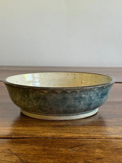 Vintage Blue and White Speckled Pottery Bowl