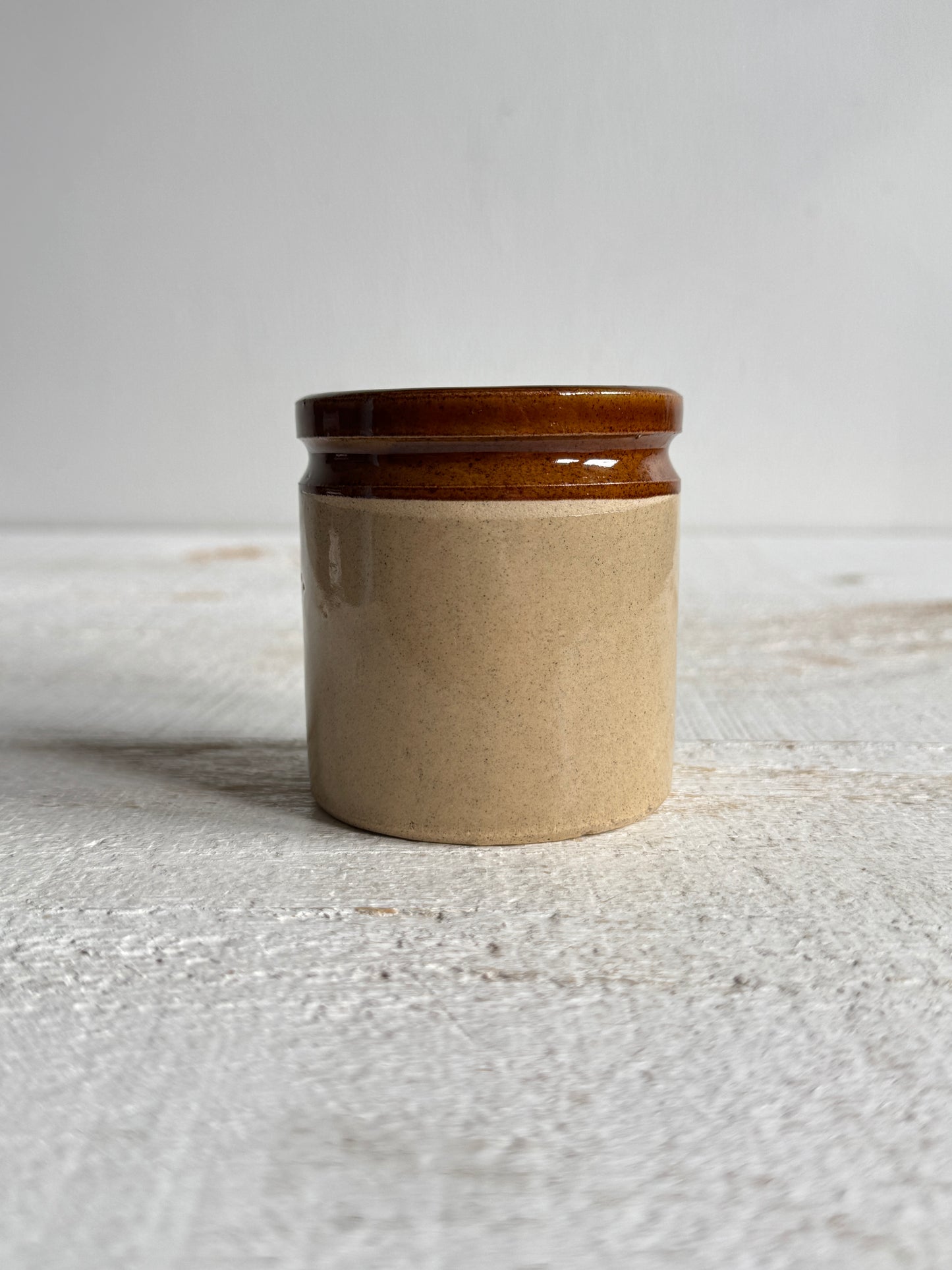 Vintage Small/Miniature Stoneware Jar - Rustic Farmhouse Kitchen Storage Jar - Open Pottery Jar
