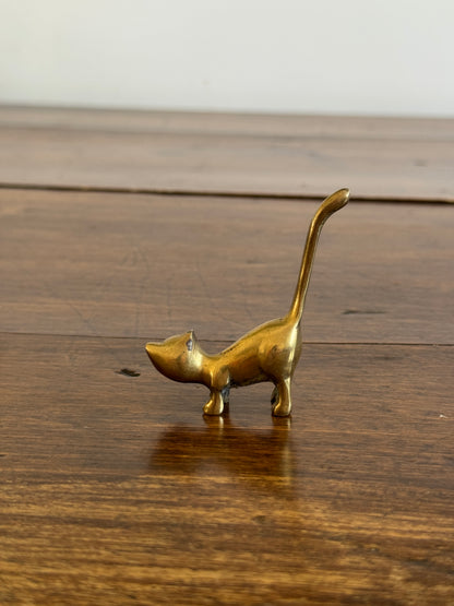 PICK ONE Vintage Brass Tail Up Cat Figurine - Cat Ring Holder