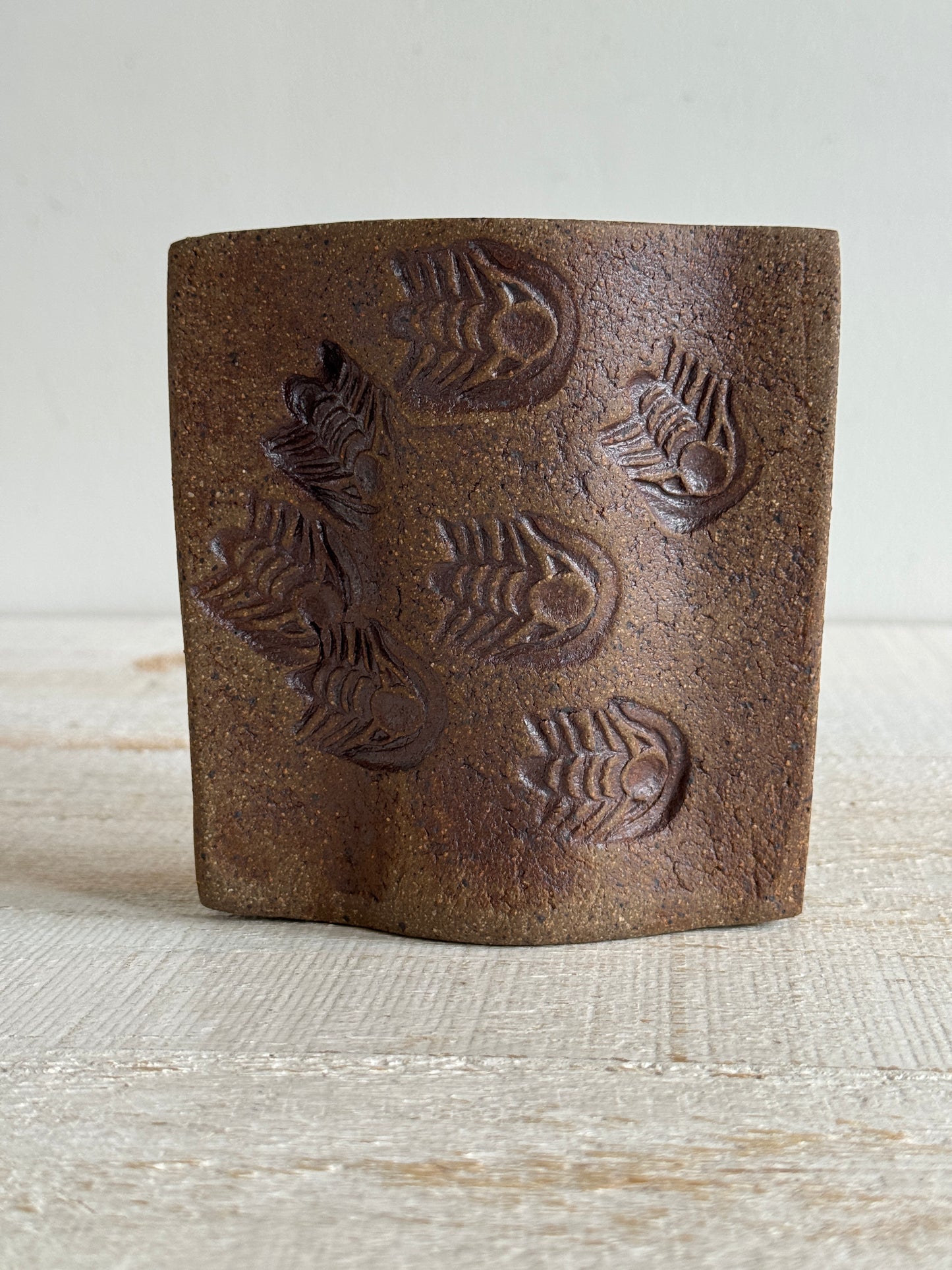 Pottery Faux Fossil Vase - Stoneware Pottery Vase