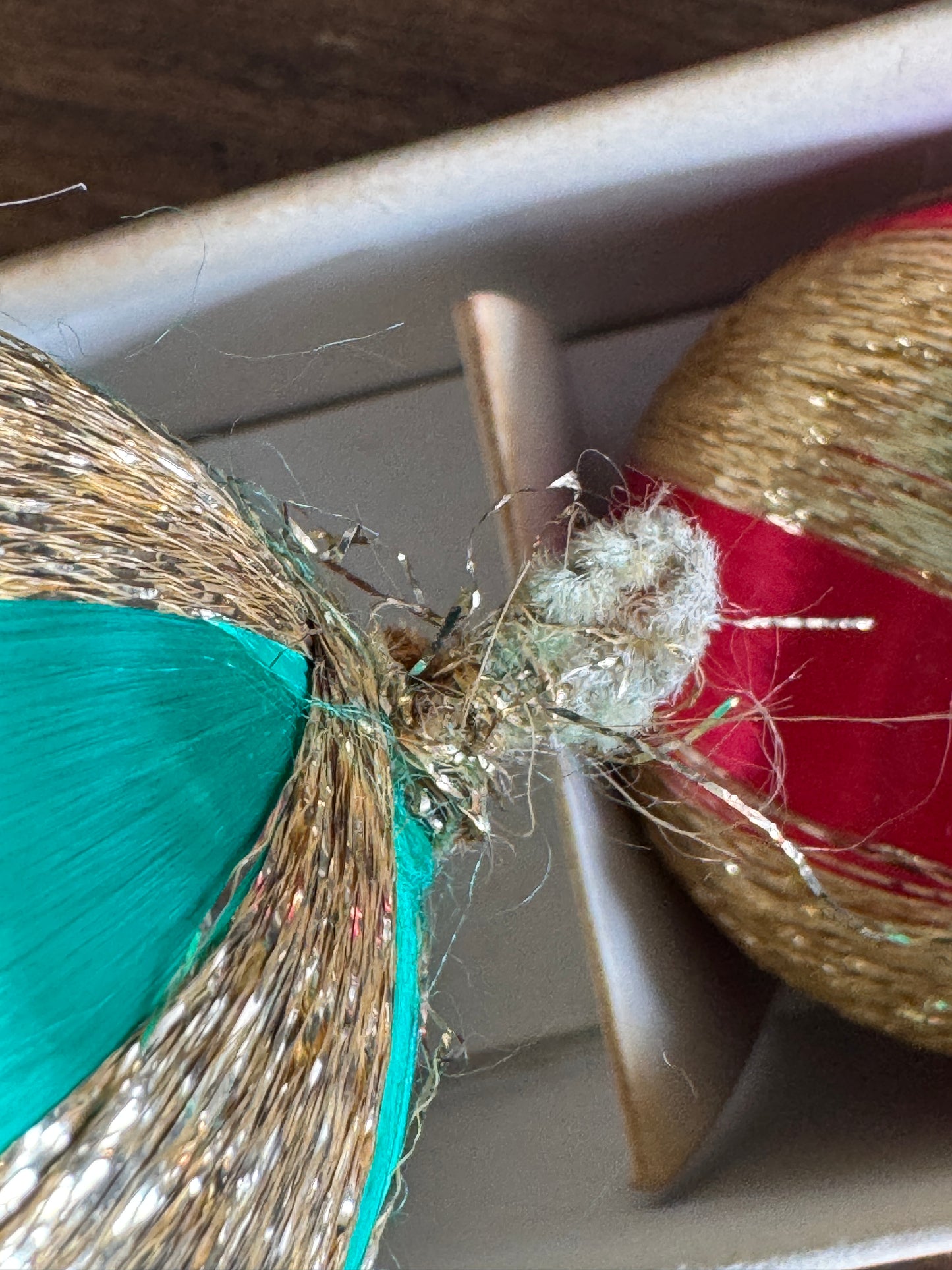 Vintage Japan String Ball Christmas Ornaments in Box