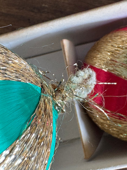 Vintage Japan String Ball Christmas Ornaments in Box