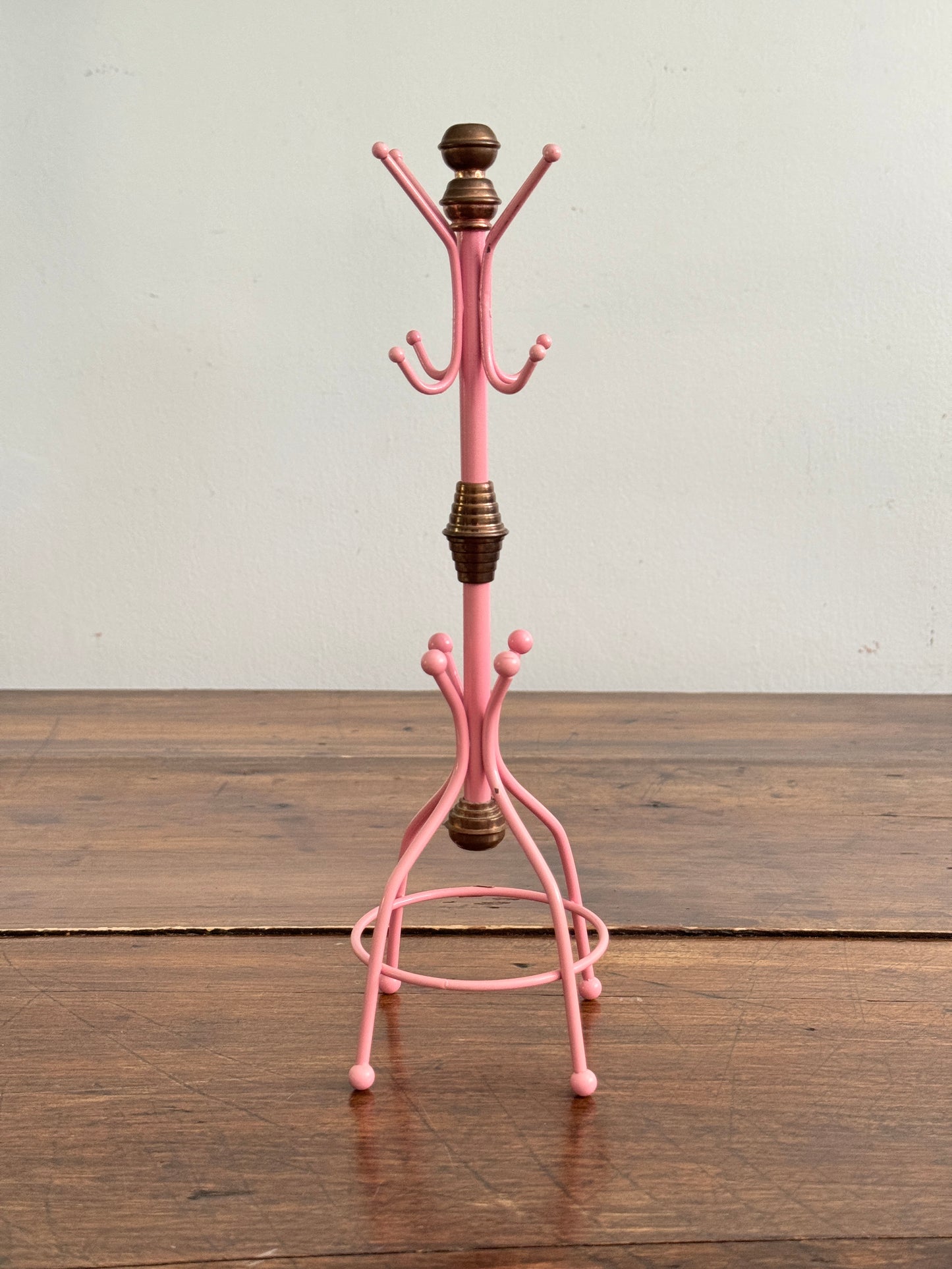 Pink and Brass Jewlery Hook Stand - Coat Hook Miniature For Jewelry