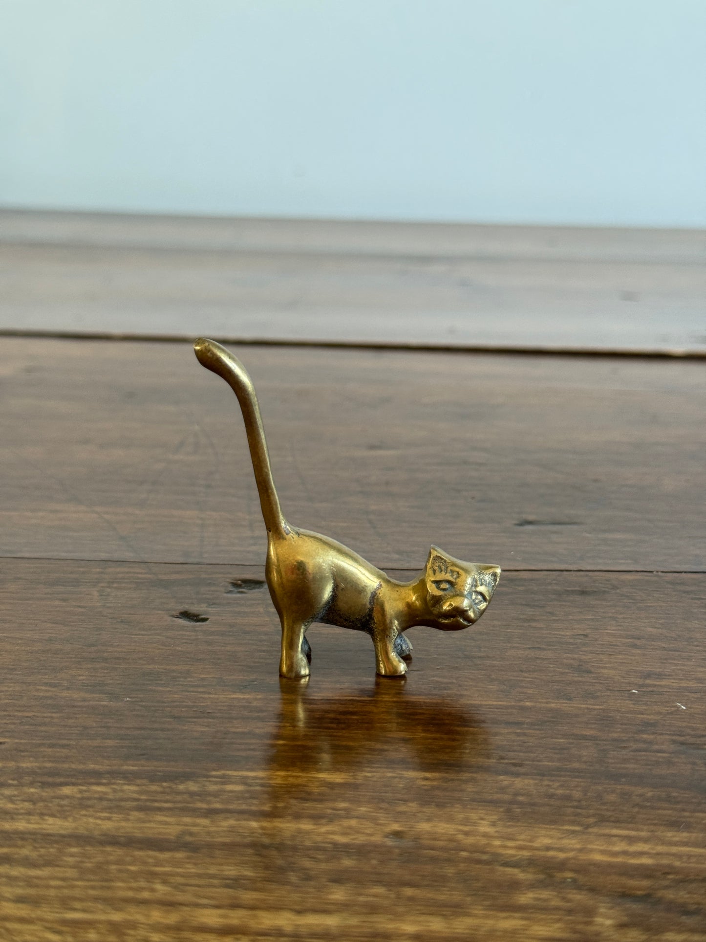 PICK ONE Vintage Brass Tail Up Cat Figurine - Cat Ring Holder