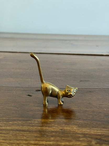 PICK ONE Vintage Brass Tail Up Cat Figurine - Cat Ring Holder