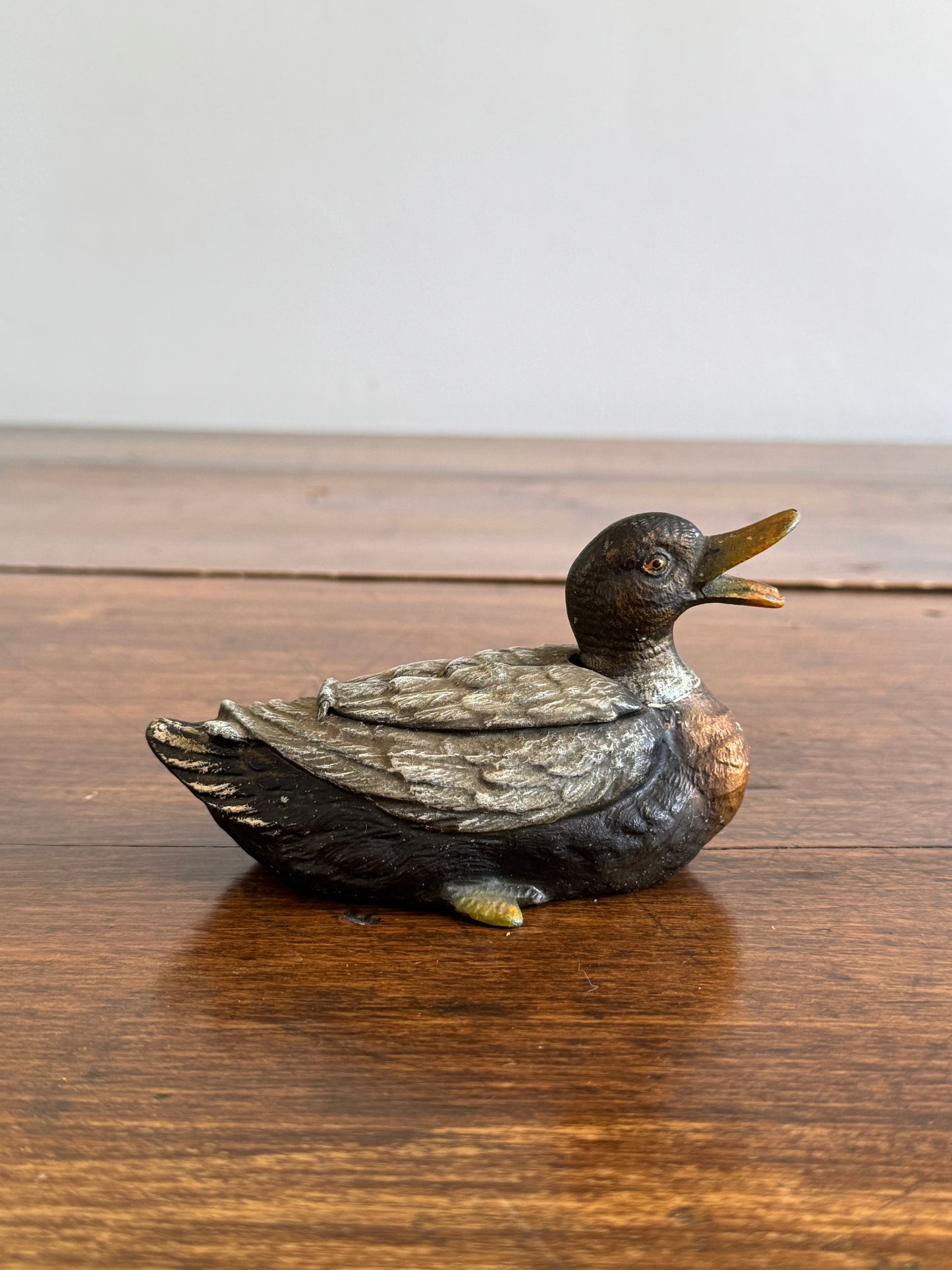 Vintage Metal Duck Trinket Box or Ashtray - Made in Austria