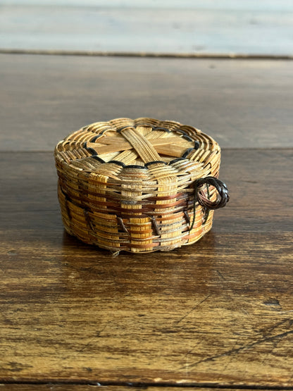 Small Lidded Storage Basket with Hinged Lid
