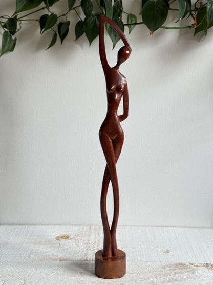 Vintage Wood Mid Century Female Form - Curvy Human Form Sculpture