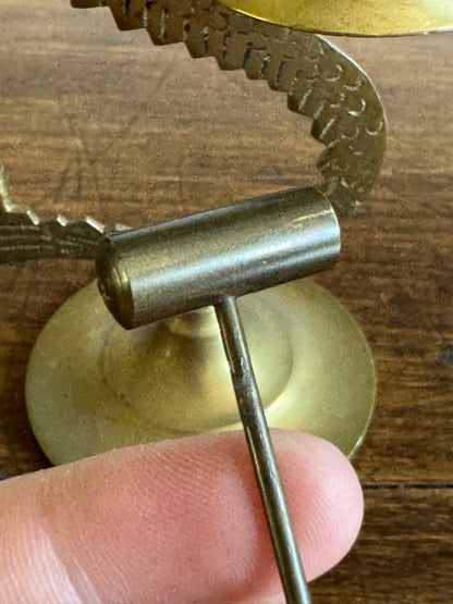 Vintage Brass Dragon Holding Bell with Small Hammer