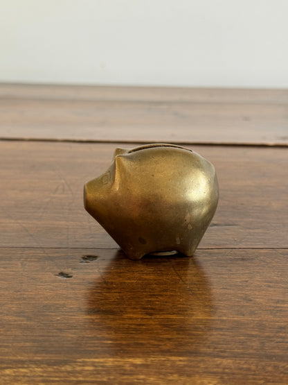 Vintage Miniature/Small Brass Chubby Piggy Bank