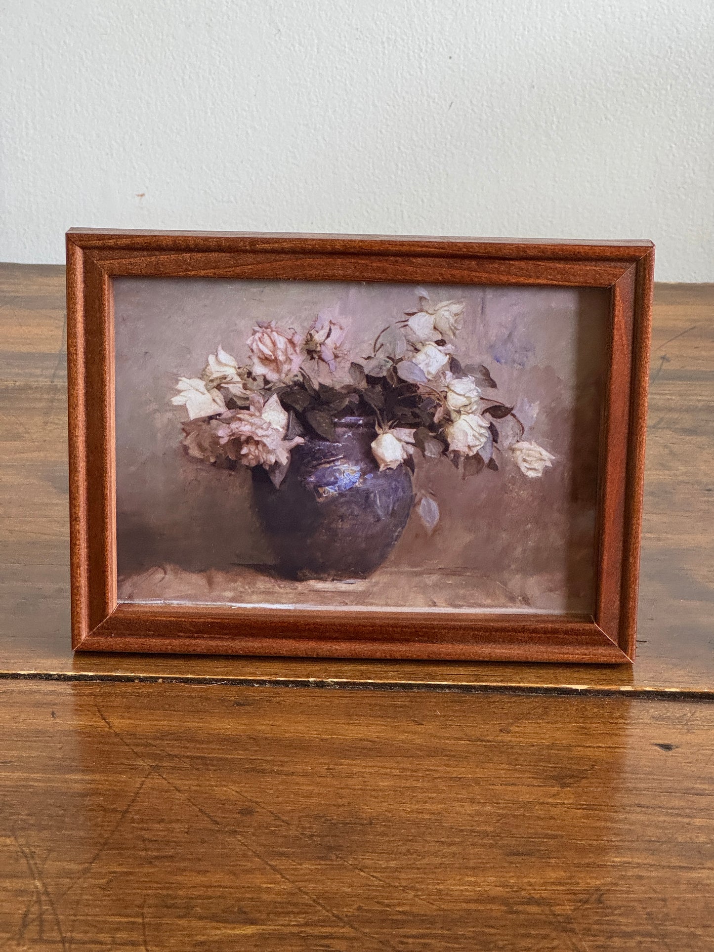 Plain Wood and Flowers in Vase Still Life Art Print
