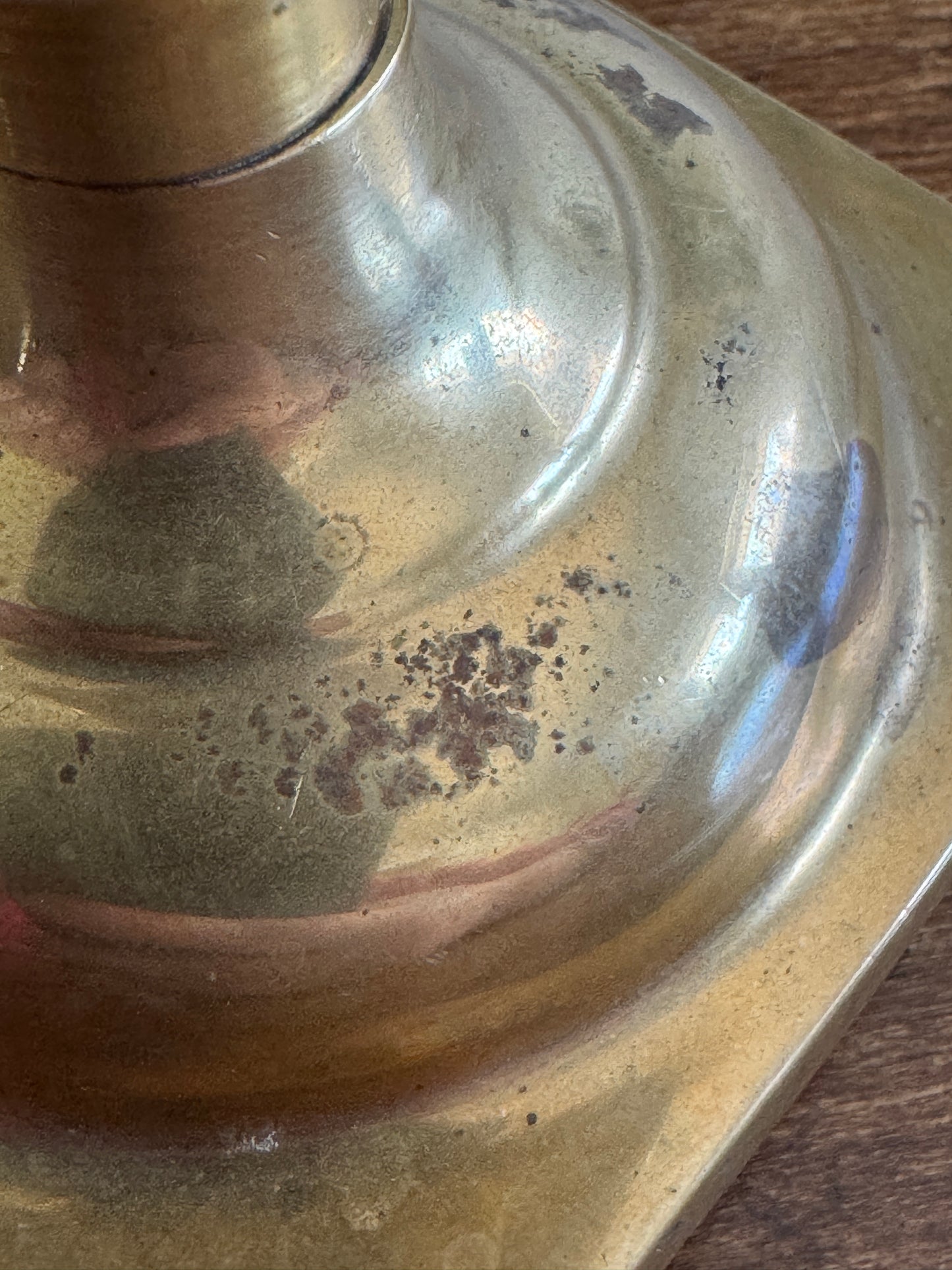 Vintage Brass Candle Pedestal Holder with Spike Platform