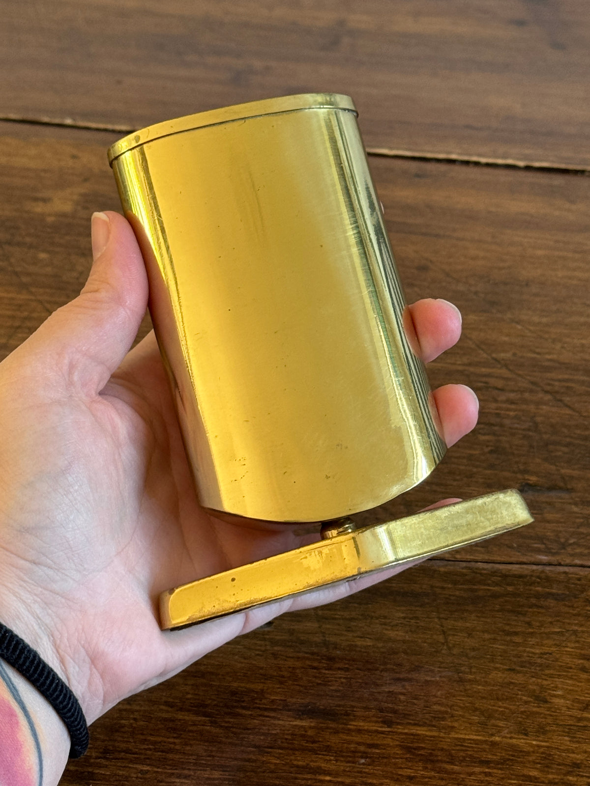 Vintage Brass Plated Pen Holder on Stand - Brass Pencil Holder with Felted Holder - Brass Desk Organizer - Eye Glasses Holder