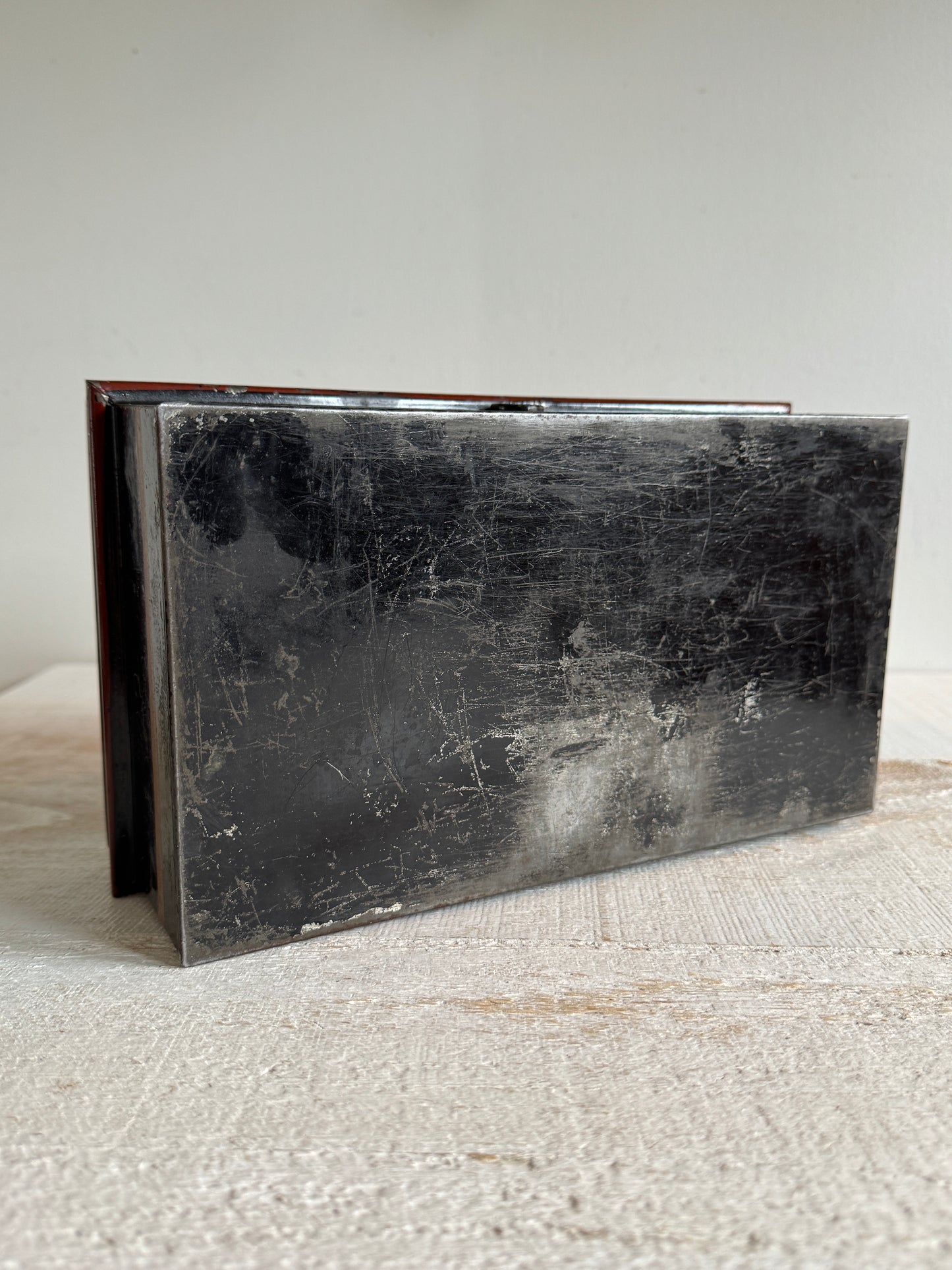 Vintage English Metal Cash Box - Storage Box with Lid - Made in England