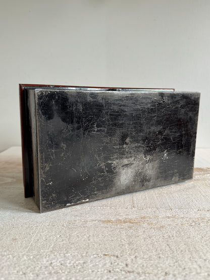 Vintage English Metal Cash Box - Storage Box with Lid - Made in England