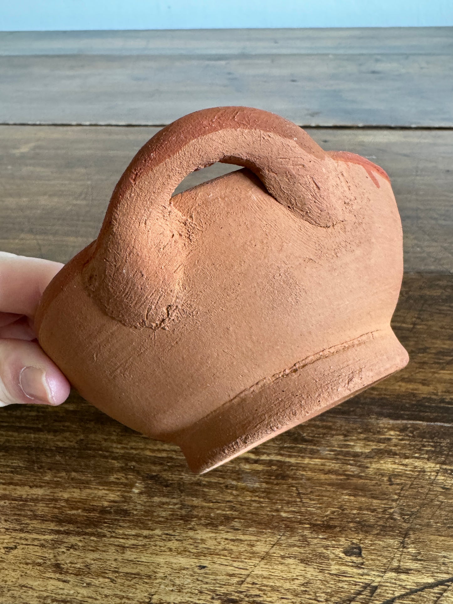 Terracotta Small Bowl with Double Handle and Organic Texture